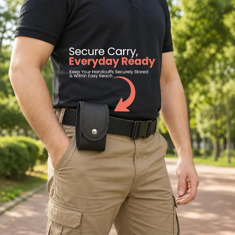Nylon Handcuff Case — Metal Snap Closure — In use on patrol carry.