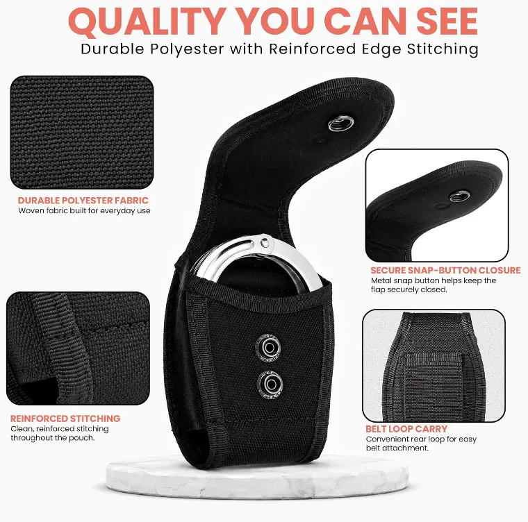 Nylon Handcuff Case — Metal Snap Closure — It retains