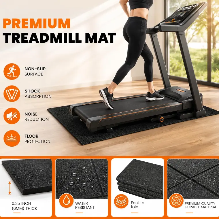 Walking Pad & Treadmill Mat — 68" × 24" — in use