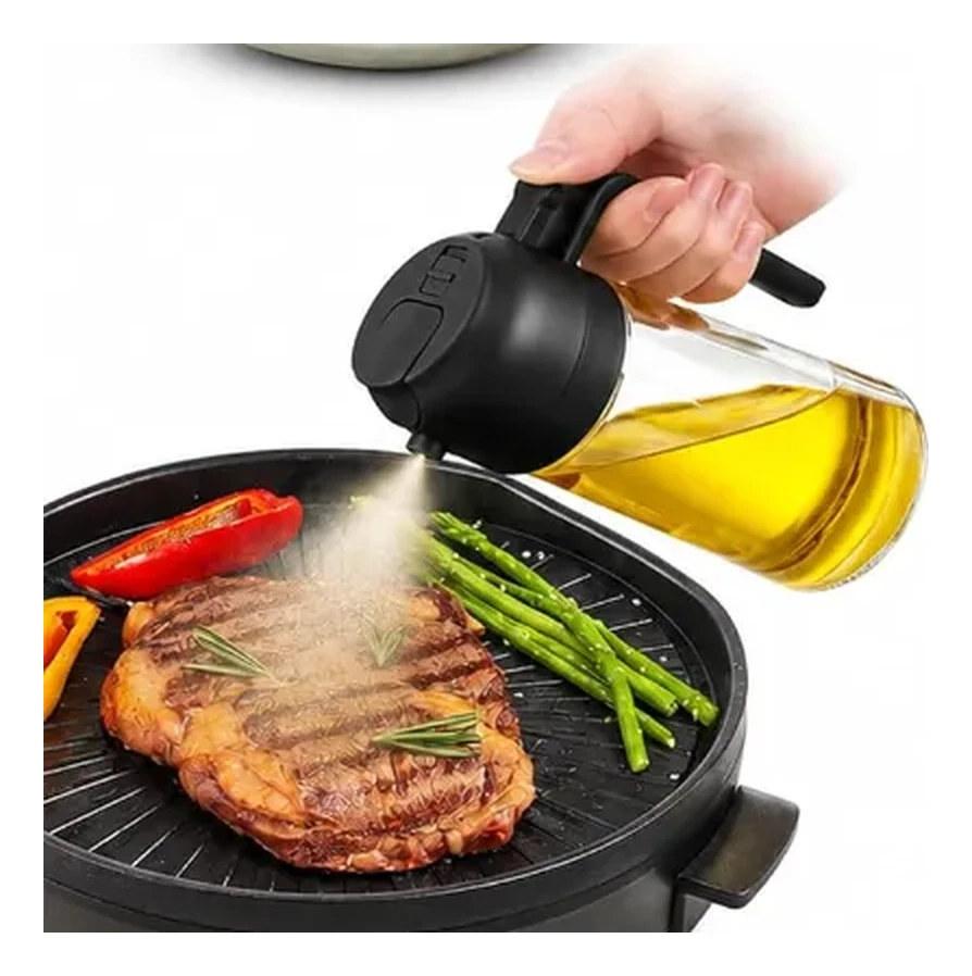16oz/470ml Olive Oil Sprayer Dispenser Bottle for Cooking, 2 in 1 (Pack of 2) — Press the top — it sprays