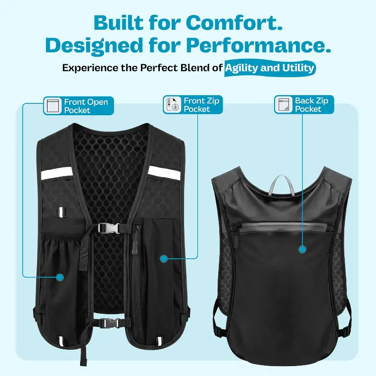 Reflective Running Vest — Men & Women — detail